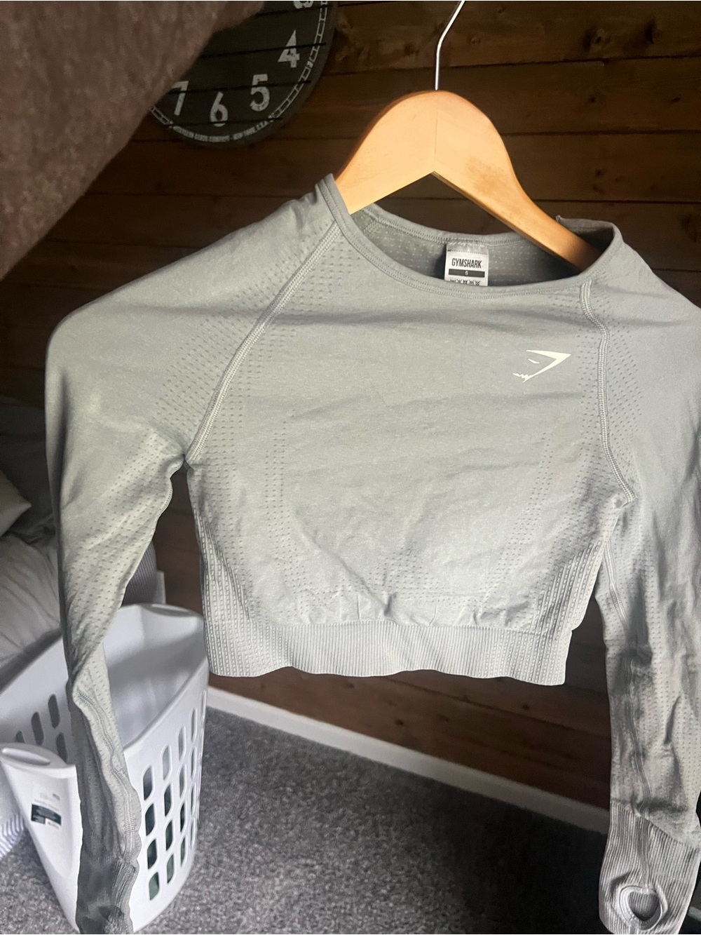 Gymshark Light Gray Long Sleeve Seamless Crop Top
